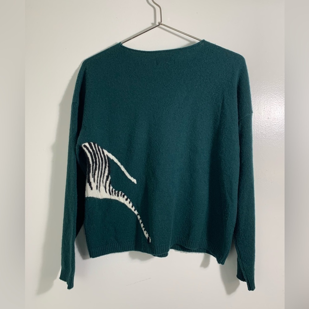 Maeve, by Anthropologie, cashmere, green, zebra sweater. S - Picture 6 of 8
